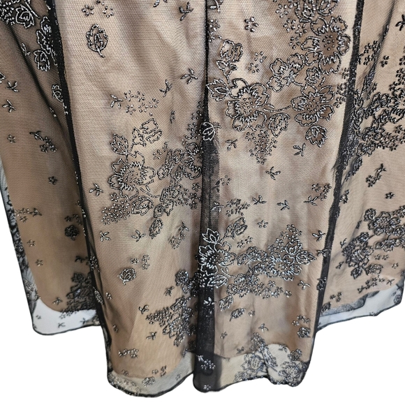 Zum Zum by Niki Livas Vinatge Black Lace Mini Dress with Sheer Overlay Sz 6 - Picture 8 of 11